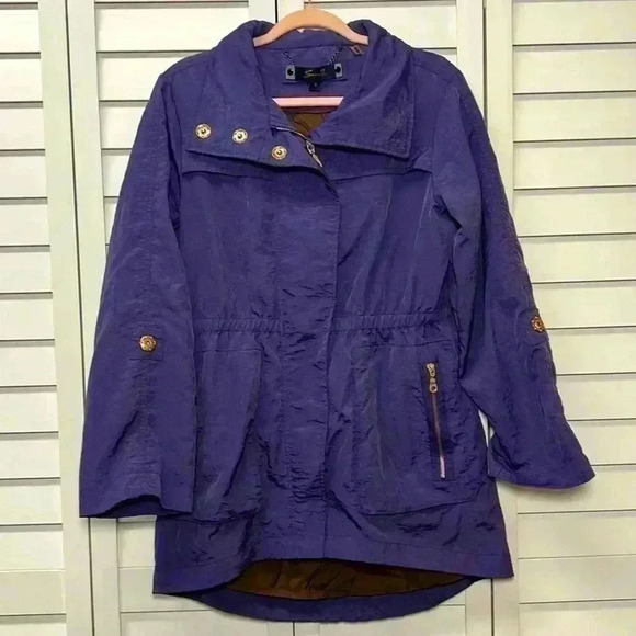 Seven7 Anorak Nylon Windbreaker Rain Hooded Jacket Coat Size Small Purple - Picture 1 of 10